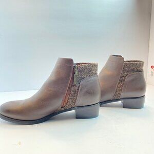 Propet Taneka Womens Leather & Tweed Booties Size 9 Brown With Side Zipper